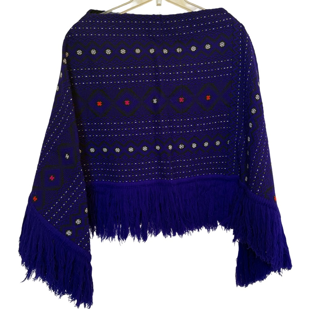 Vintage Purple Fringed Poncho